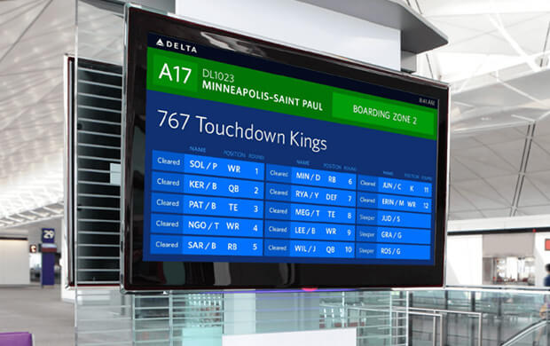 Delta Airlines flight schedule displays