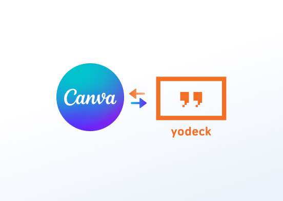 A screen showcasing the logos of Canva and Yodeck