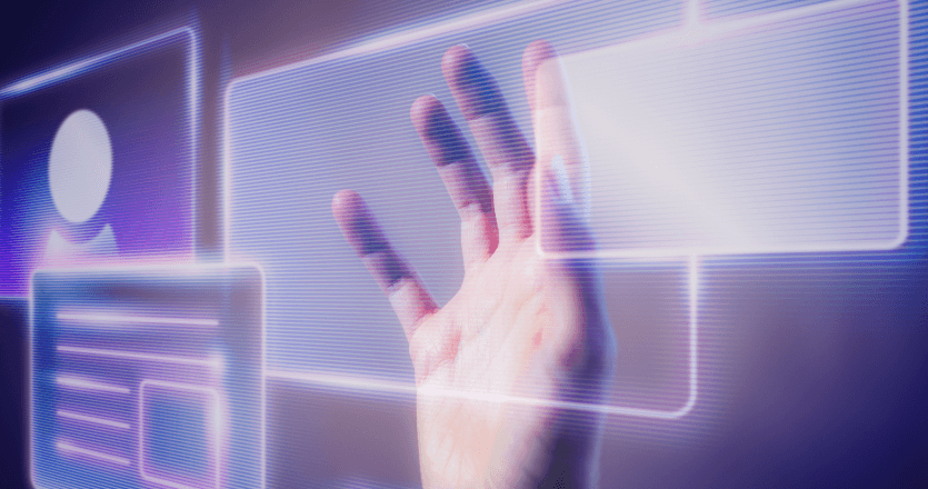 Interactivity design showing a hand touching a screen