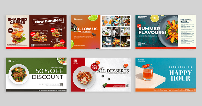 A collection of templates for digital menu boards