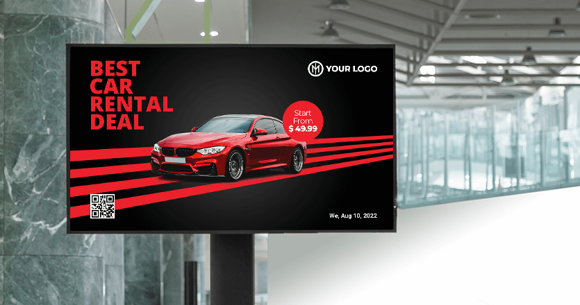 Digital sign with an automotive related advertisement