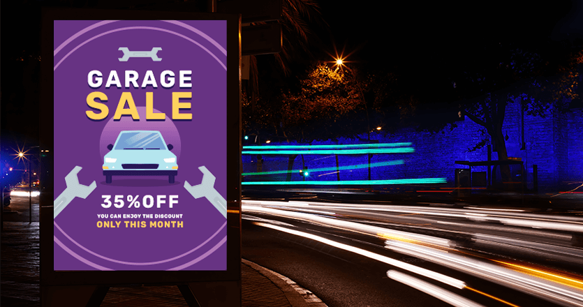  Car rental sales on a digital sign