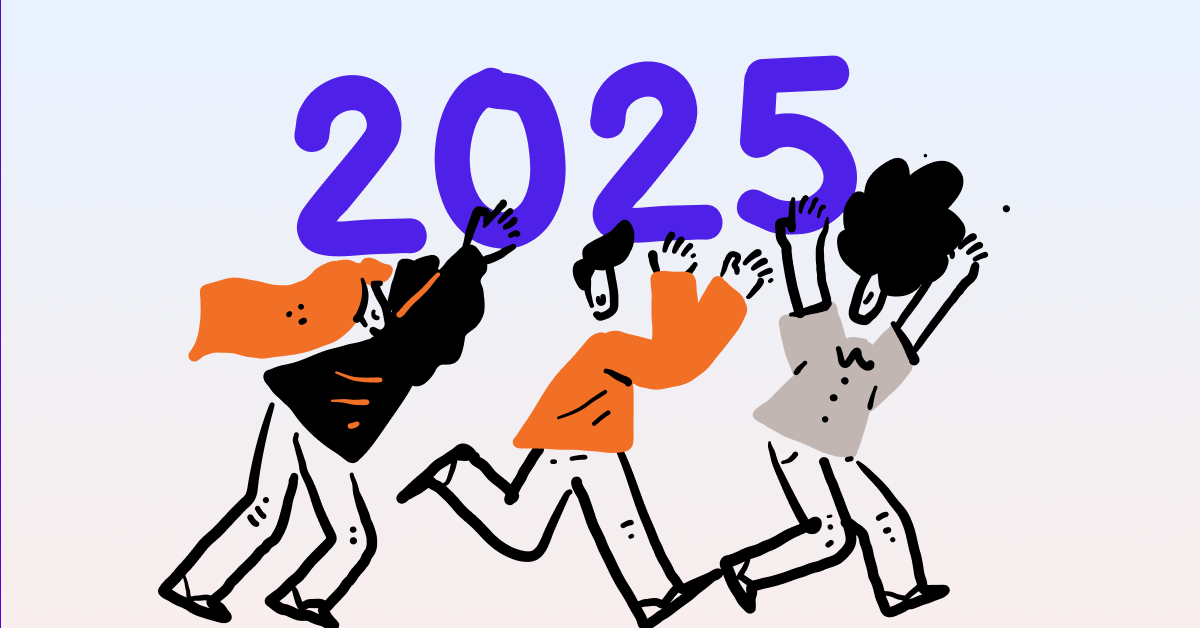 Three people celebrating 2025 with joy.