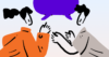 Illustration of two people having a discussion with a purple speech bubble above them.